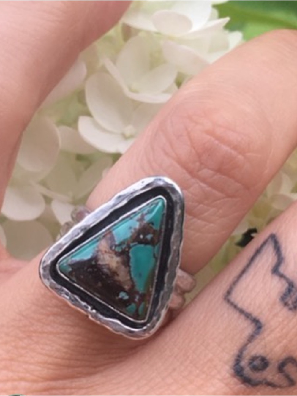 Hubei Turquoise Triangle Sterling Ring 6